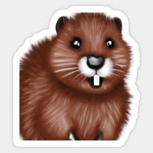 Cute Beaver Drawing Sticker